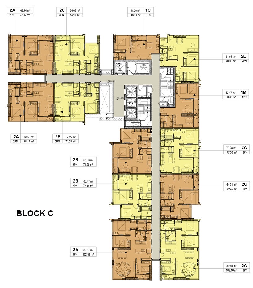 mặt bằng phân lô block c căn hộ kingdom 101