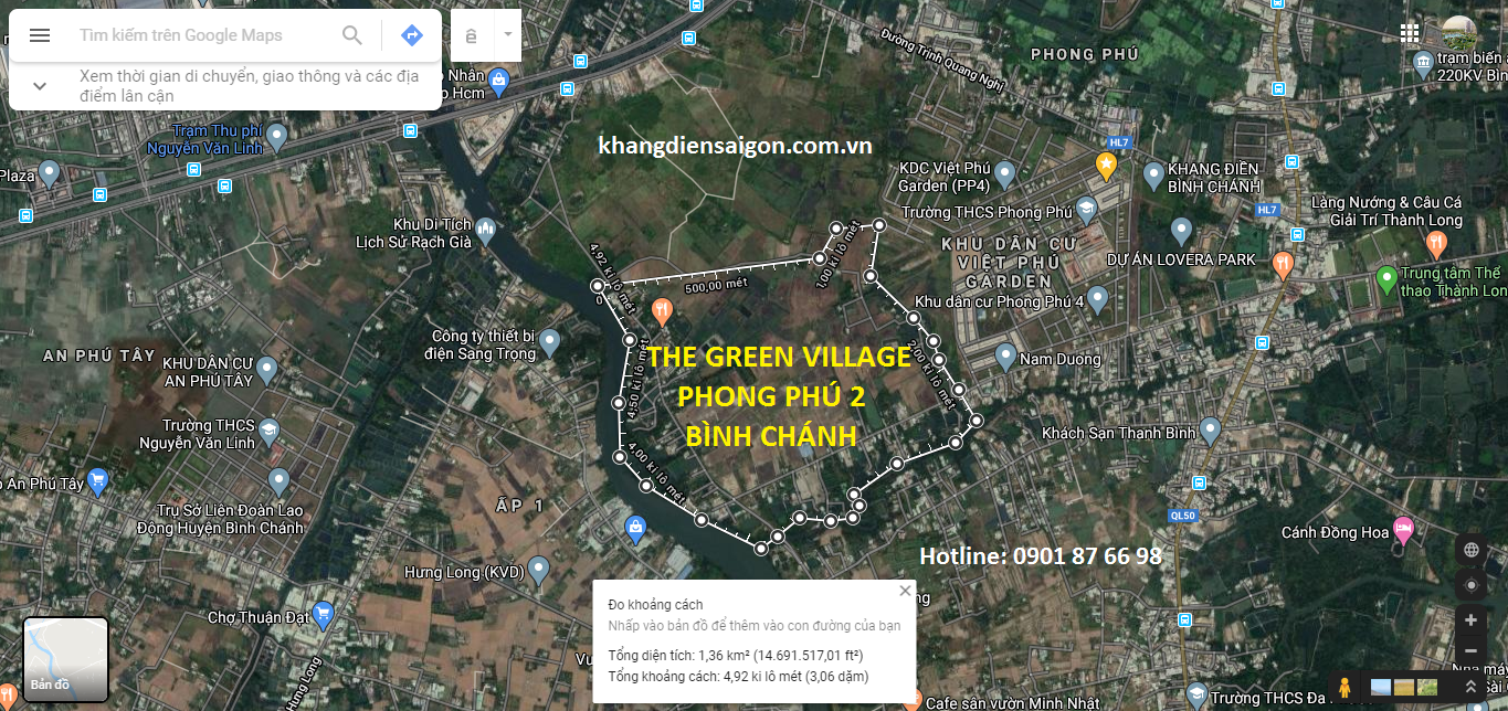 Vị trí chính xác nhà phố The Green Villa Khang Điền