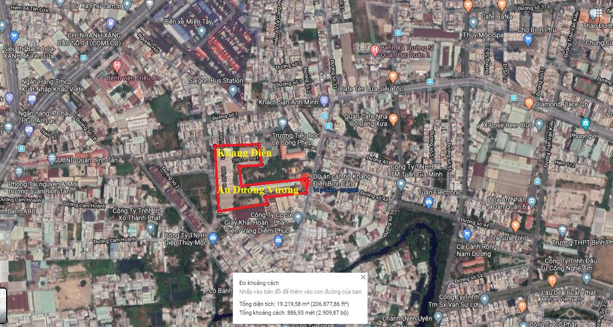 Vị trí chính xác khu đất dự án căn hộ Khang Điền Bình Tân