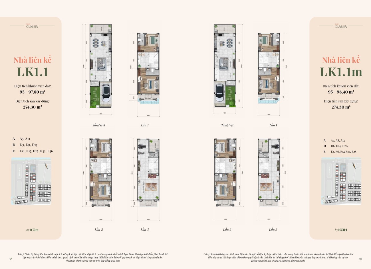 Thiết kế căn 5x19,5m=95m2 nhà phố The Classia Khang Điền