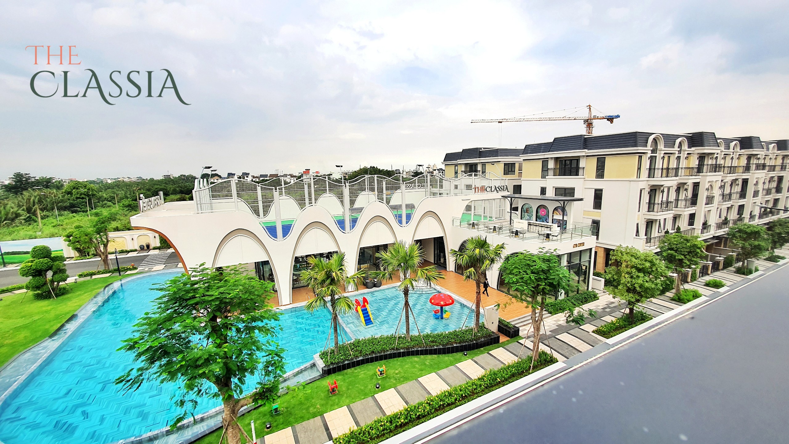 Phối cảnh nhà điều hành - hồ bơi dự án nhà phố The Classia Khang Điền Quận 9