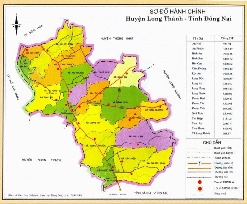Bản đồ hành chính tỉnh Đồng Nai - Huyện Long Thành