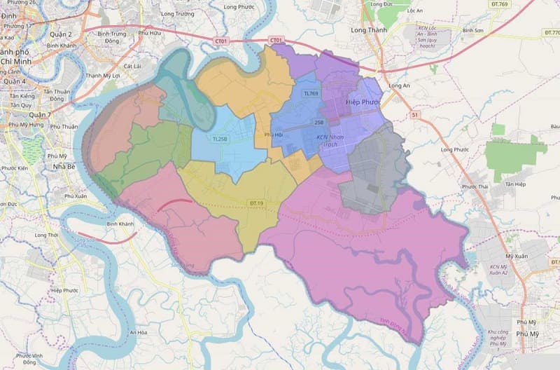Bản đồ hành chính tỉnh Đồng Nai - Huyện Nhơn Trạch
