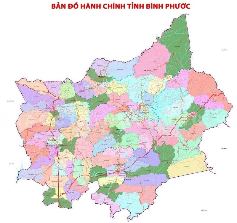 Bản đồ hành chính tỉnh Bình Phước và các huyện năm 2022